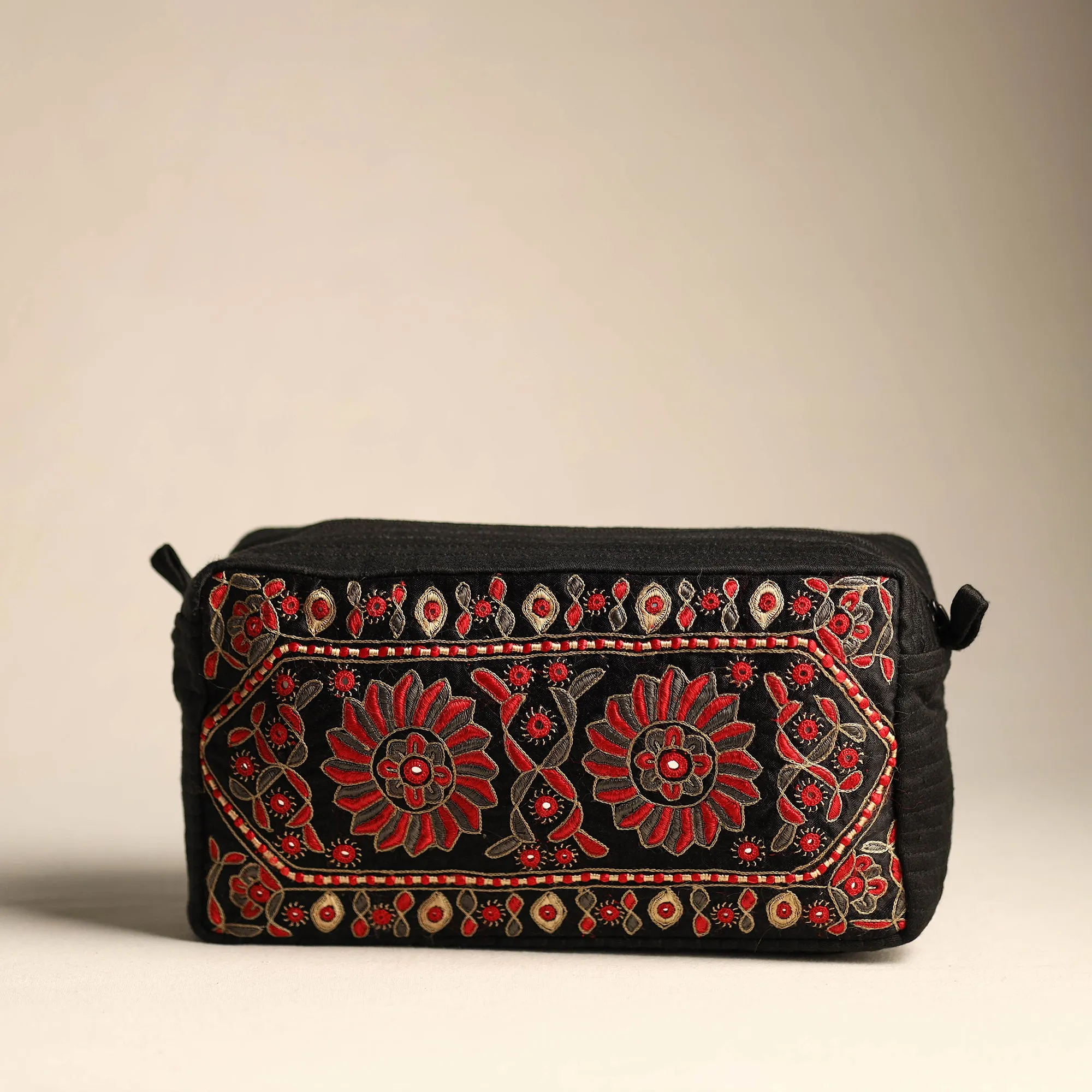 Kutch Sindhi Memon Hand Embroidery Mashru Silk Travel Pouch 37